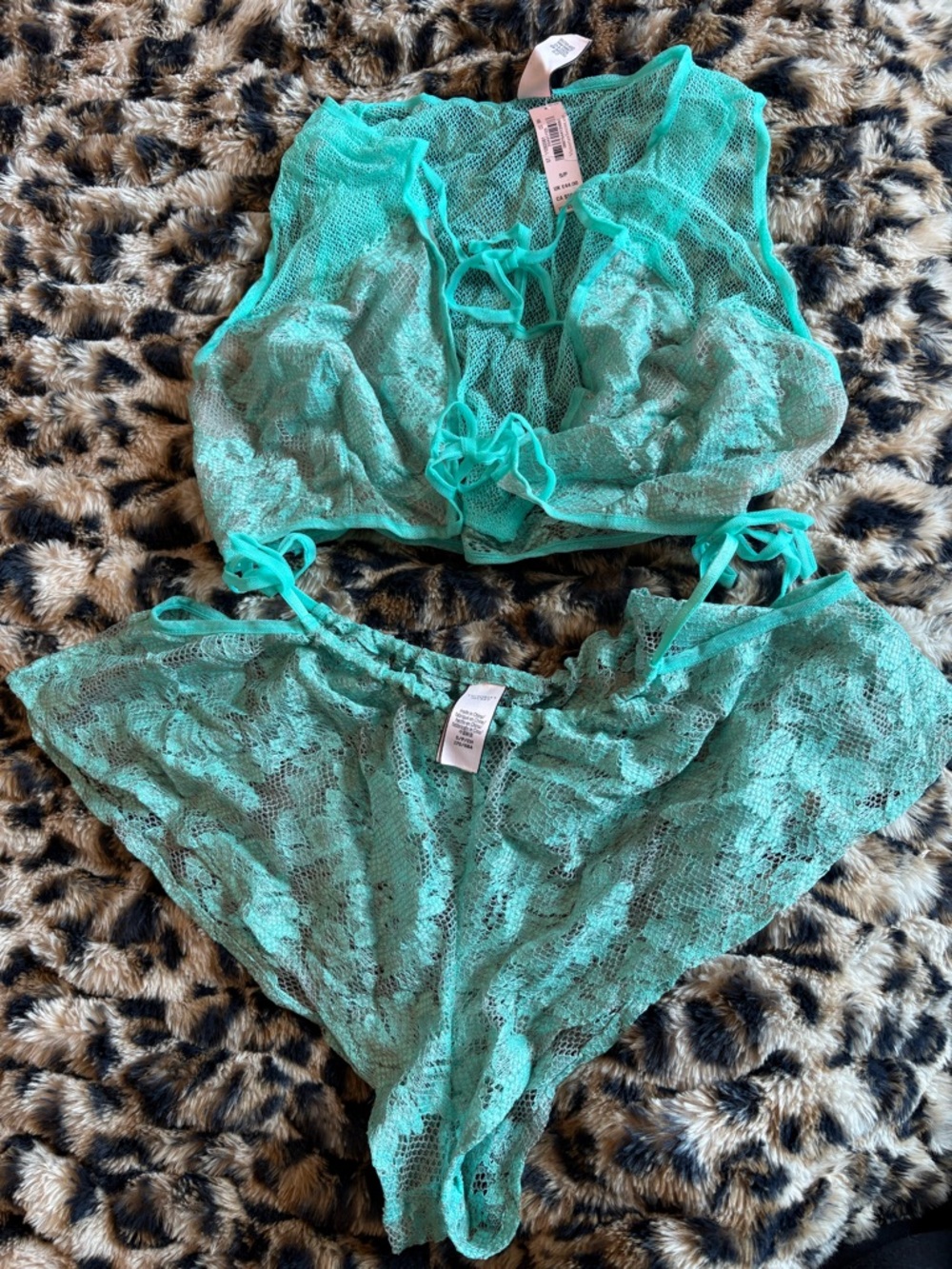 Victoria’s Secret teal lace lingerie set